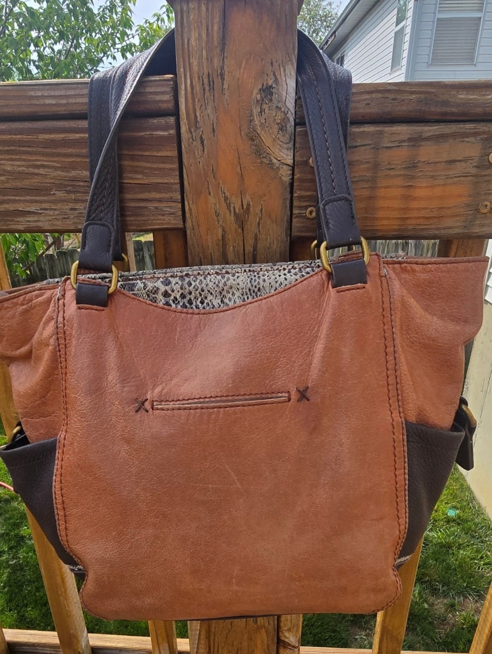 The Sak Brown Leather Kendra Tote Shoulder Bag Large Bohemian Boho Hobo - Picture 2 of 9